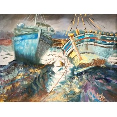 Abdul Wahab, 18 x 24 Inch, Acrylic On Canvas, Seacape Painting, AC-AWB-010